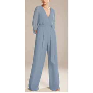 AW BRIDAL 18 3X plus dusty blue Flossie long sleeve wedding jumpsuit NEW B74